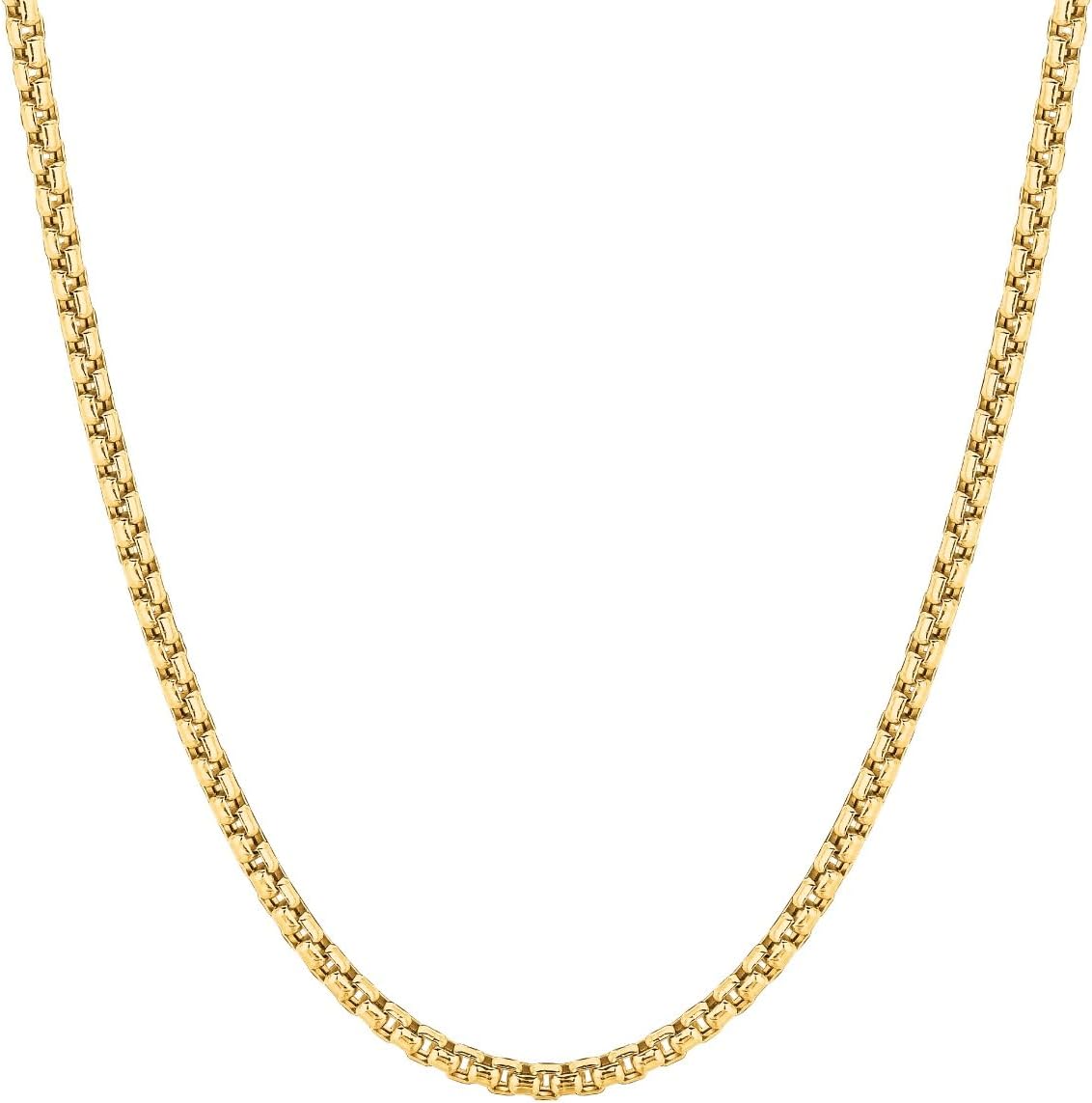 10k Yellow Gold 2.5mm Lite Round Box Link Chain Necklace