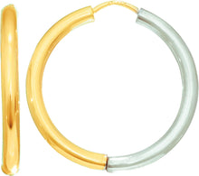 Load image into Gallery viewer, 14k Yellow Gold and Rose Gold High Polish Two-Tone Reversible Endless Hoop Earrings
