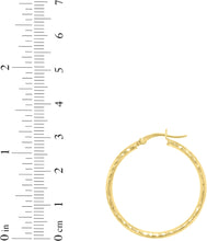 Load image into Gallery viewer, 10k Yellow Gold 2mm Diamond Cut Round Tube Hoop Earrings
