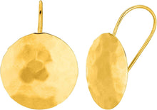 Load image into Gallery viewer, 14k Yellow Gold 15mm Round Hammered Drop Earrings
