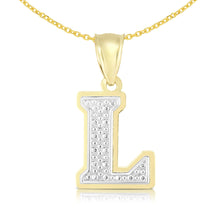 Load image into Gallery viewer, 10k Yellow Gold and White Gold 15mm 3D Alphabet Initial A Pendant
