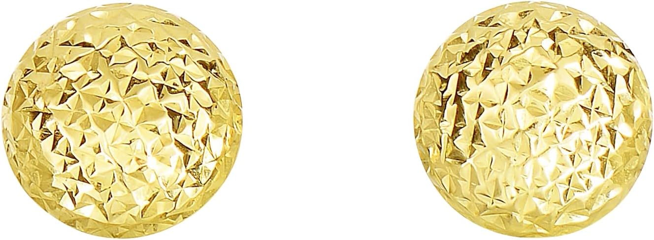 14k Yellow Gold 11mm Diamond Cut Post Earrings