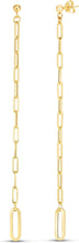 Load image into Gallery viewer, 14k Yellow Gold 115mm Extra-Long Paperclip Chain Dangle Earrings
