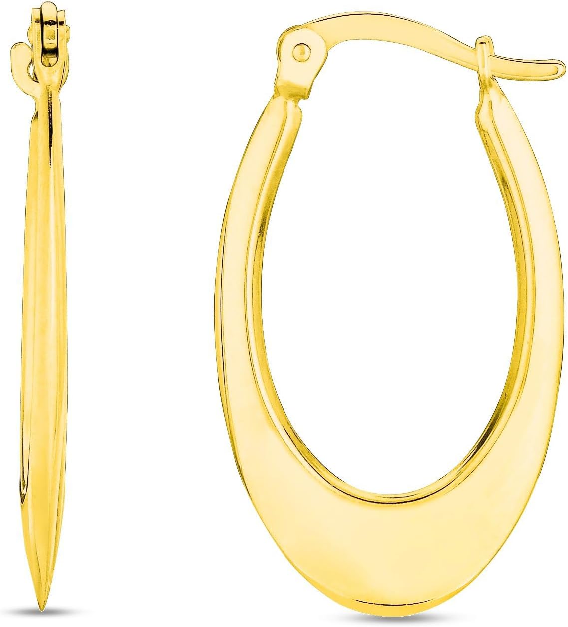 14k Yellow Gold 19mm Graduated Oval Back to Back Hoop Earrings