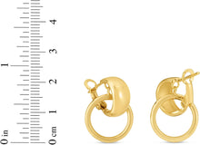 Load image into Gallery viewer, 14k Yellow Gold Interlocking Drop Hoops Earrings
