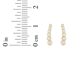 Load image into Gallery viewer, 14k Yellow Gold 11.3mm Graduated Round Bezel CZ Ear Climber Earrings
