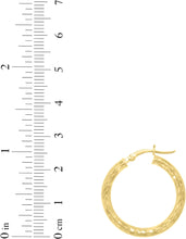 Load image into Gallery viewer, 10k Yellow Gold 3mm Diamond Cut Round Tube Hoop Earrings
