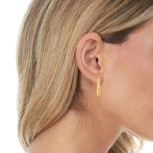 Load image into Gallery viewer, 14k Yellow Gold 19mm Beaded Station Half Hoop Earrings
