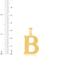 Load image into Gallery viewer, 10k Yellow Gold 1 Inch Extra Large Textured Letter Pendant A-Z Alphabet Pendant with Optional Rope Chain Necklace
