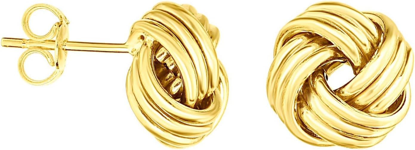 14k Yellow Gold 11mm Medium Multi-Row Love Knot Stud Earrings