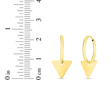 Load image into Gallery viewer, 14k Yellow Gold 22mm Dangle Triangle Huggie Earrings
