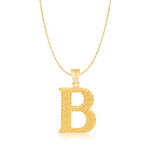 Load image into Gallery viewer, 10k Yellow Gold 1 Inch Extra Large Textured Letter Pendant A-Z Alphabet Pendant with Optional Rope Chain Necklace
