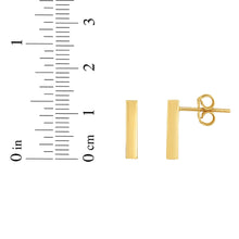 Load image into Gallery viewer, 14k Yellow Gold 13mm Medium Polished Bar Stud Earrings
