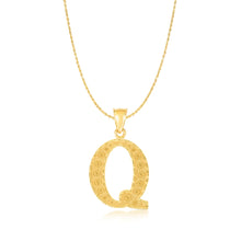 Load image into Gallery viewer, 10k Yellow Gold 1 Inch Extra Large Textured Letter Pendant A-Z Alphabet Pendant with Optional Rope Chain Necklace
