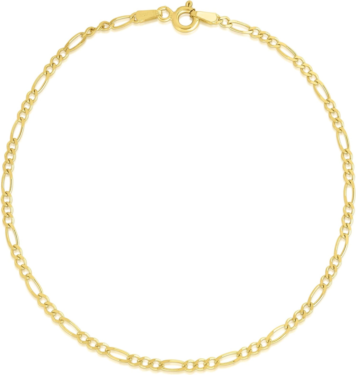 14k Yellow Gold 2mm Solid Figaro Link Bracelet or Anklet