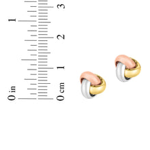 Load image into Gallery viewer, 14k Yellow Gold and White Gold and Rose Gold 9mm Medium Polished Love Knot Stud Earrings
