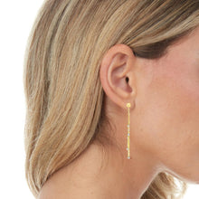 Load image into Gallery viewer, 14k Yellow Gold and White Gold 48mm Chain &amp; Bead Station Front to Back Drop Earrings
