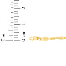 Load image into Gallery viewer, 10k Yellow Gold 2.5mm Solid Spiral Rope Multi Diamond Cut Chain Bracelet or Anklet
