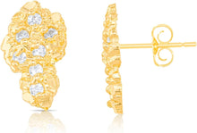 Load image into Gallery viewer, 10k Yellow Gold CZ Solid Nugget Earrings
