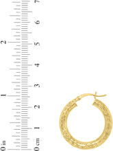 Load image into Gallery viewer, 10k Yellow Gold 4mm Diamond Cut Round Tube Hoop Earrings
