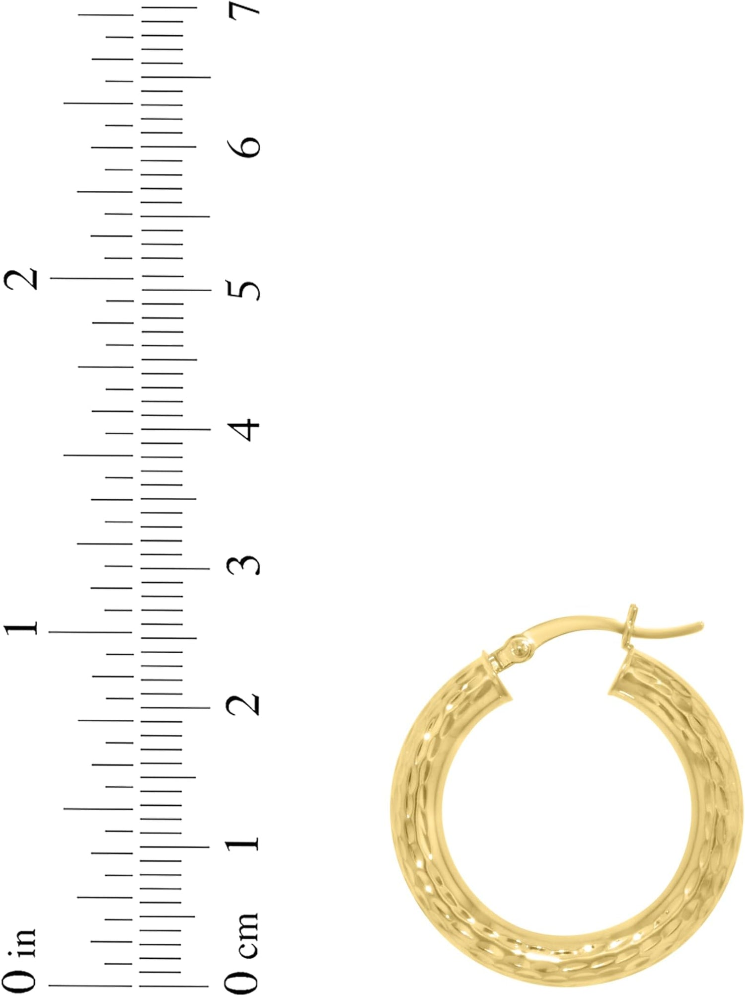 10k Yellow Gold 4mm Diamond Cut Round Tube Hoop Earrings