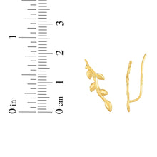 Load image into Gallery viewer, 14k Yellow Gold 20mm Leaf Ear Climber Earrings
