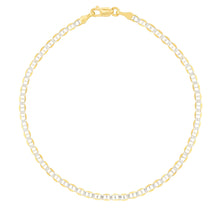 Load image into Gallery viewer, 10k Yellow Gold and White Gold 2.5mm Two-Tone Solid Mariner Link Chain Bracelet or Anklet
