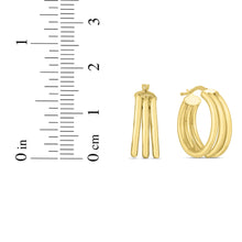 Load image into Gallery viewer, 14k Yellow Gold 15mm Large Triple Row Hoop Earrings
