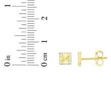 Load image into Gallery viewer, 14k Yellow Gold and White Gold 5.4mm Diamond Cut Square Stud Earrings
