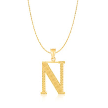 Load image into Gallery viewer, 10k Yellow Gold 1 Inch Extra Large Textured Letter Pendant A-Z Alphabet Pendant with Optional Rope Chain Necklace
