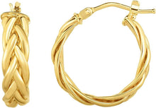 Load image into Gallery viewer, 14k Yellow Gold 15mm Weave Hoop Earrings
