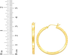 Load image into Gallery viewer, 14k Yellow Gold 2mm x 35mm Diamond Cut Hoop Earrings
