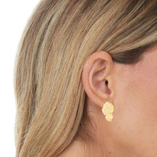 Load image into Gallery viewer, 10k Yellow Gold CZ Solid Nugget Earrings
