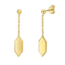 Load image into Gallery viewer, 14k Yellow Gold and White Gold 33mm Hexagon Drop Hoop Earrings
