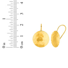 Load image into Gallery viewer, 14k Yellow Gold 15mm Round Hammered Drop Earrings
