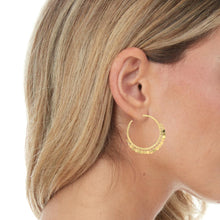 Load image into Gallery viewer, 14k Yellow Gold 30mm Flora Hoop Earrings
