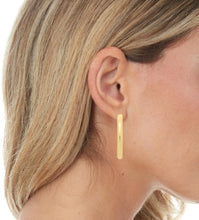 Load image into Gallery viewer, 14k Yellow Gold 4mm x 30mm High Polish Open C Hoop Earrings
