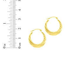 Load image into Gallery viewer, 14k Yellow Gold 20mm Milgrain Twist Back to Back Hoop Earrings
