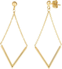 Load image into Gallery viewer, 14k Yellow Gold 45mm Polished V Drop Earrings
