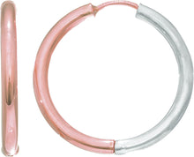 Load image into Gallery viewer, 14k Yellow Gold and Rose Gold High Polish Two-Tone Reversible Endless Hoop Earrings
