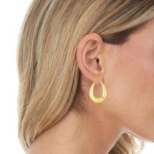 Load image into Gallery viewer, 14k Yellow Gold 25mm Graduated Puffy Oval Twist Back to Back Hoop Earrings
