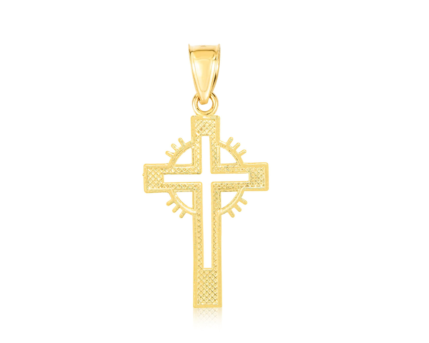 10k Yellow Gold Diamond Cut Celtic Cross Religious Pendant