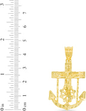 Load image into Gallery viewer, 10k Yellow Gold Jesus Christ Crucifix Anchor Religious Pendant
