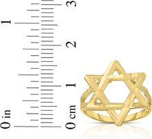 Load image into Gallery viewer, 10k Yellow Gold Diamond Cut Star of David Ring(Large, 18mm)
