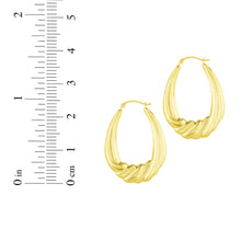 Load image into Gallery viewer, 14k Yellow Gold 25mm Graduated Puffy Oval Twist Back to Back Hoop Earrings
