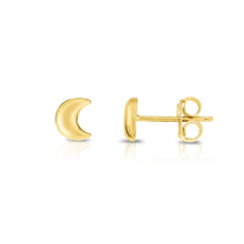 Load image into Gallery viewer, 14k Yellow Gold 6mm Gold Moon Stud Earrings
