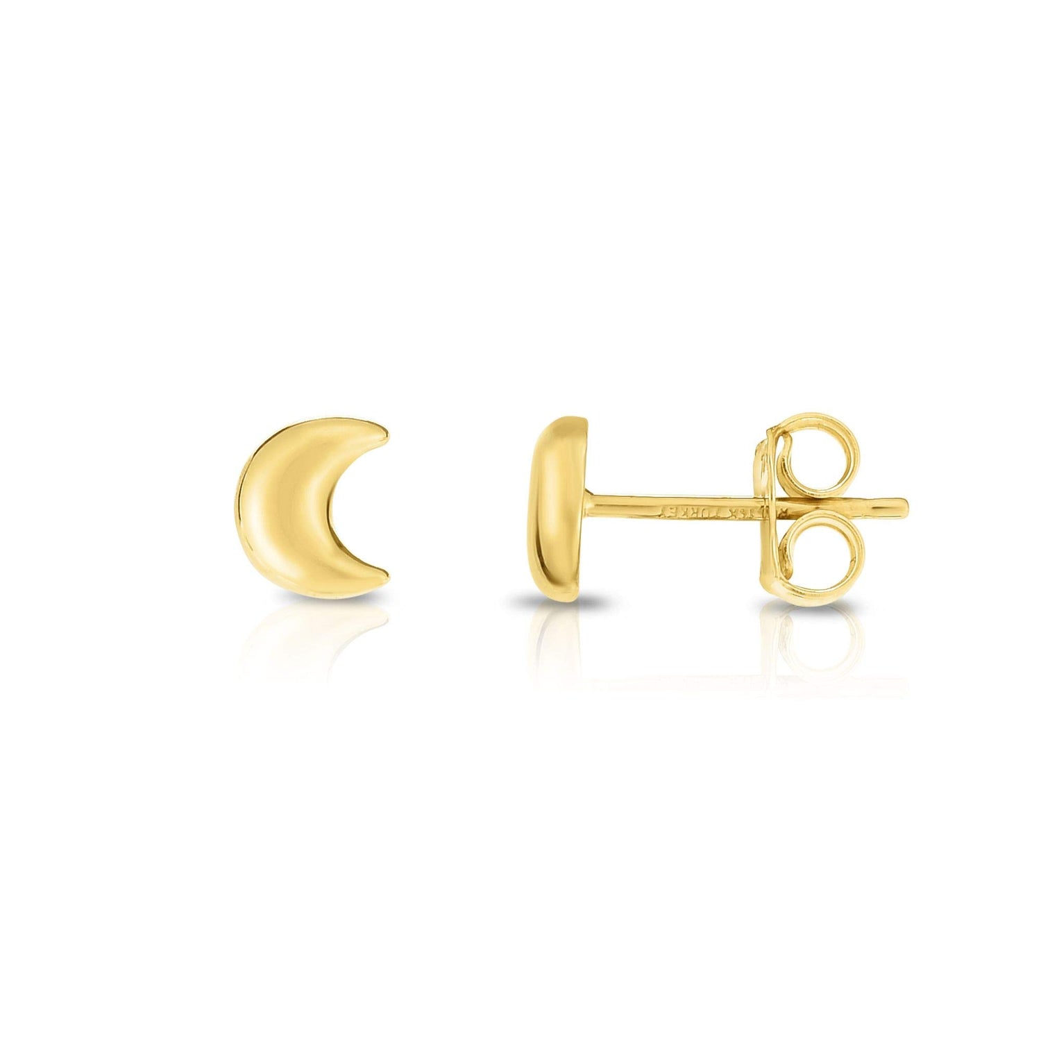 14k Yellow Gold 6mm Gold Moon Stud Earrings