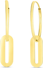 Load image into Gallery viewer, 14k Yellow Gold 32mm High Polish Paperclip Link with Endless Clasp Drop Earrings
