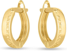 Load image into Gallery viewer, 14k Yellow Gold Round Textured Huggie Hoop Earrings
