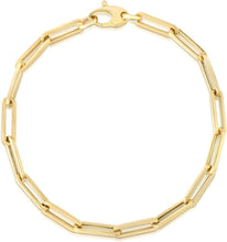 Load image into Gallery viewer, 14k Yellow Gold 4.2mm Hollow Paperclip Link Chain Bracelet - 7.5 Inch
